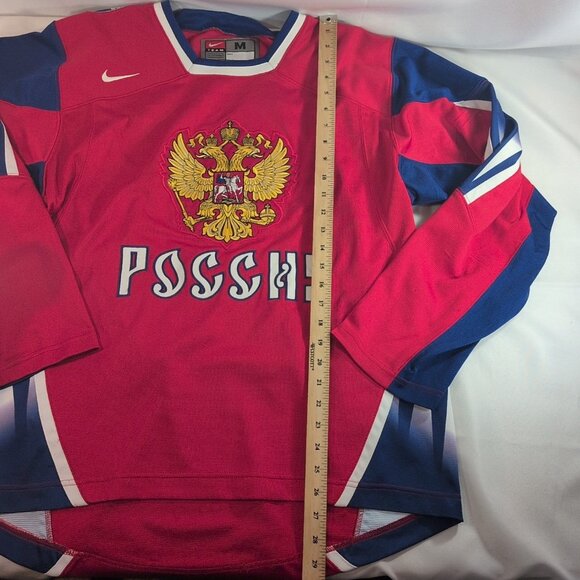 Olympic Team Nike M Medium Russia Ice Hockey Jersey Red Blue Embroidery National - Picture 8 of 15
